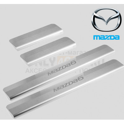 Накладки на пороги Mazda 6 поколение GJ (2012-н.в.) с логотипом RIVAL  